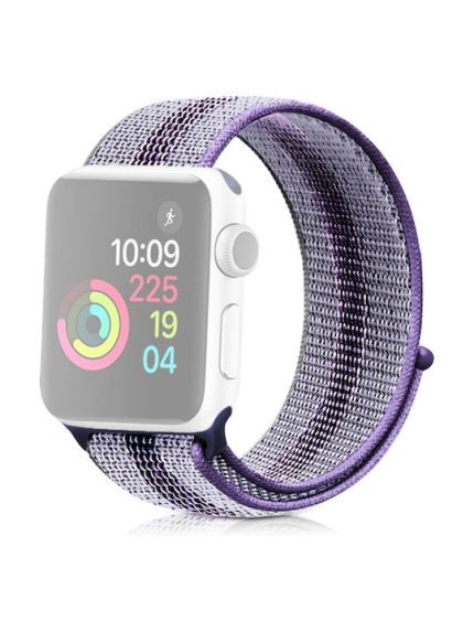 Nylon Loop Watch Band για Apple Watch Series 8&7 41mm / SE 2&6&SE&5&4 40mm / 3&2&1 38mm (Striped Blue)