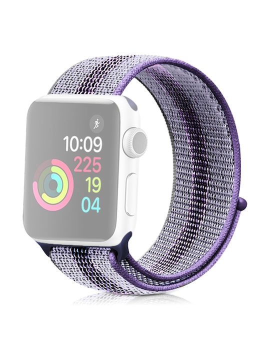 610ce435-197f-4bbe-b9e1-f0a2895554fe_0.jpg Nylon Loop Watch Band για Apple Watch Series 8&7 41mm / SE 2&6&SE&5&4 40mm / 3&2&1 38mm (Striped Blue) - Image 1
