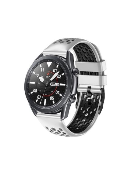 For Amazfit 2 Stratos 22mm Two-Color Breathable Silicone Watch Band(White+Black)