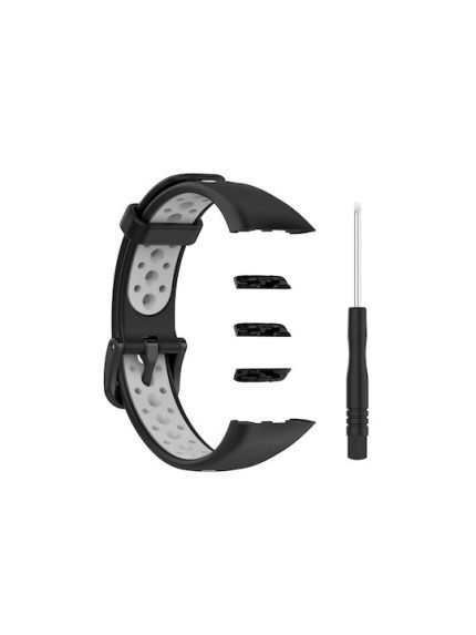 Για Huawei Band 6 / Honor Band 6 Universal δίχρωμη αναπνεύσιμη ζώνη ρολογιών σιλικόνης (Μαύρο γκρι)