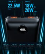Veger S20 Power Bank 20000mAh 20W με 2 Θύρες USB-A και Θύρα USB-C Power Delivery / Quick Charge 3.0 Μαύρο - Image 10