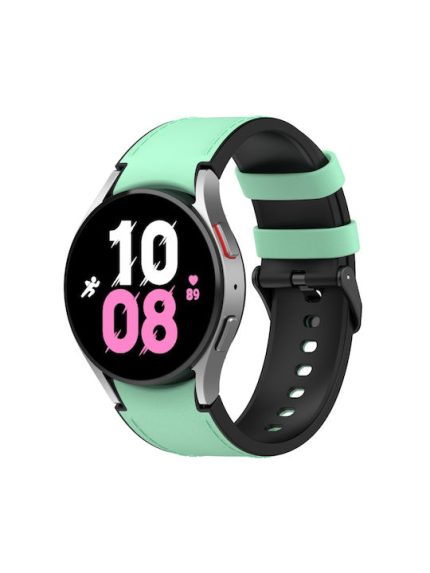 For Samsung Galaxy Watch5 44mm / 40mm Silicone Leather Black Buckle Watch Band, Size:L(Green)
