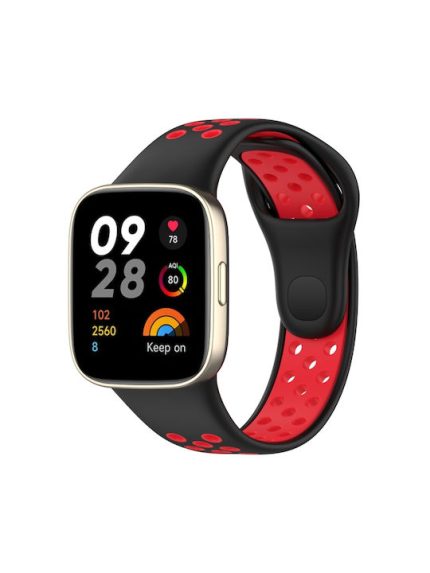 For Xiaomi Redmi Watch 3 / Mi Watch Lite 3,  Sports λουράκι ρολογιών σιλικόνης δύο χρωμάτων (Μαύρο+κόκκινο)