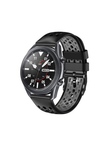 For Amazfit GTR 47mm 22mm Two-Color Breathable Silicone Watch Band(Black+Grey)