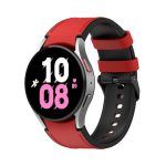 For Samsung Galaxy Watch5 44mm / 40mm Silicone Leather Black Buckle Watch Band, Size:S(Red)