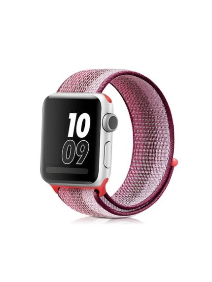 Nylon Loop Watch Band για Apple Watch Series 8&7 41mm / SE 2&6&SE&5&4 40mm / 3&2&1 38mm (Berry Color)