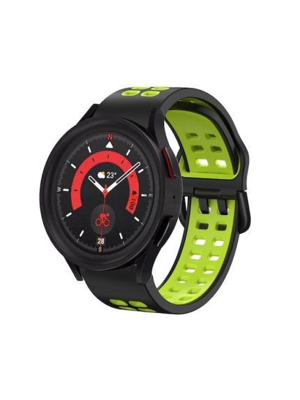 Για Samsung Galaxy Watch 5 40mm 20mm λουράκι ρολογιών σιλικόνης δύο χρωμάτων (ΠΡΑΣΙΝΟ+ΜΑΥΡΟ)