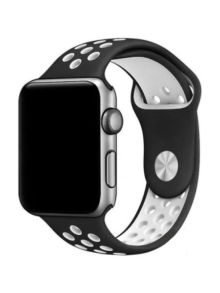 Wiwu Dual Color Sport Λουράκι Σιλικόνης Black/White (Apple Watch 42/44/45mm)