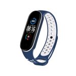Για Xiaomi Mi Band 5 Διχρωμία αναπνεύσιμου ρολογιού από σιλικόνη (Midnight Blue White)