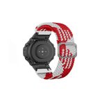 For Amazfit T-Rex / T-Rex Pro / Ares Adjustable Buckle Braided Nylon Watch Band (Red + White)