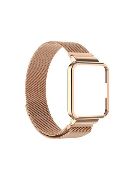 Για Xiaomi Redmi Watch 2 Lite   2 σε 1 Milano Metal Band Watch με πλαίσιο ρολογιού (Rose Gold)