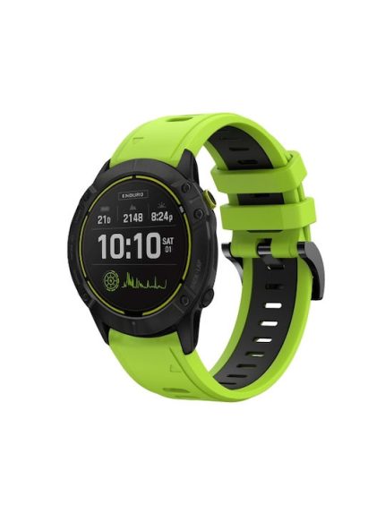 For Garmin Enduro 26mm Two-Color Sports Silicone Watch Band(Lime Green + Black)