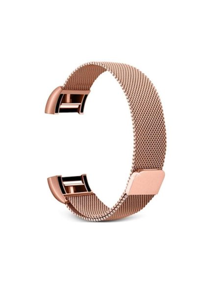 Smart Watch Stainless Steel Watch Band for FITBIT Charge 2, Size: L    ΡΟΖ/ΧΡΥΣΟ