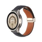 Για Realme Watch 3/Amazfit GTR4/4 Pro Universal πτυσσόμενη πόρπη από γνήσιο δέρμα λουράκι ρολογιού (μαύρο)