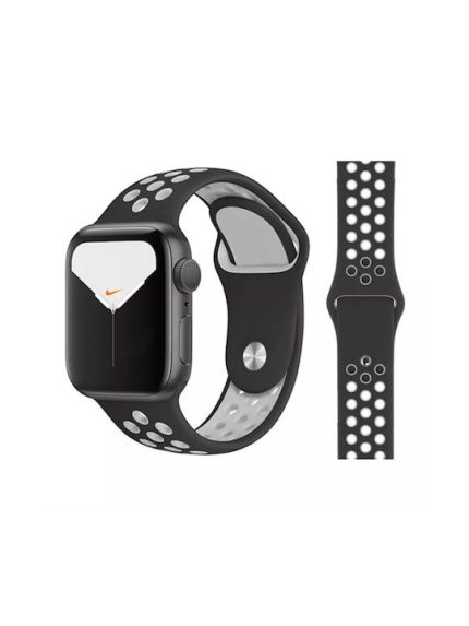 Soultronic Replacement Silicone Sport Band Black/White για Apple Watch 42mm, 44mm, 45mm and 49mm (έως 6 Άτοκες Δόσεις)