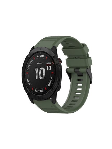 For Garmin Fenix 6X Sapphire 26mm Horizontal Texture Silicone Watch Band with Removal Tool  ( Green)