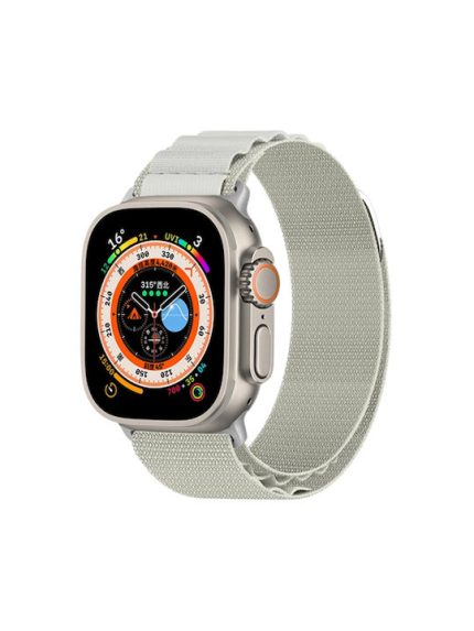 Nylon Loop Watch Band για Apple Watch Ultra 49mm / Series 8&7 45mm / SE 2&6&SE&5&4 44mm / 3&2&1 42mm (Μπεζ)