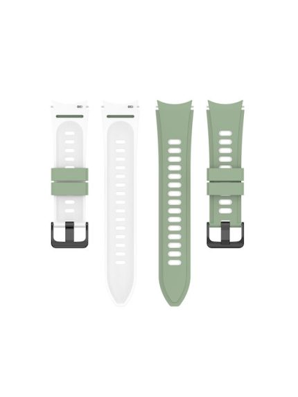 For Samsung Galaxy Watch4 Classic 42mm / 46mm Two-color Silicone Strap Watch Band(Green White)