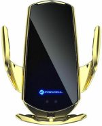 Forcell Βάση Κινητού Αυτοκινήτου HS1 15W Χρυσό με Ρυθμιζόμενα Άγκιστρα και Ασύρματη Φόρτιση
