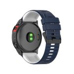 For Garmin Fenix 7 26mm Two-color Silicone Watch Band  (Blue  / White)