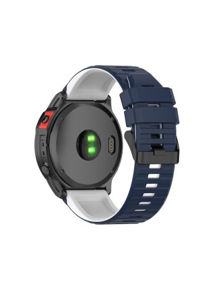 For Garmin Fenix 7 26mm Two-color Silicone Watch Band  (Blue  / White)
