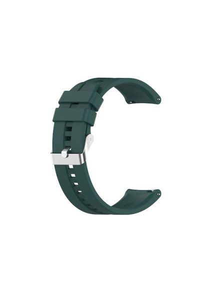 For TicWatch Pro 3 Silicone Watch Band with Silver Steel Buckle(Dark Green)