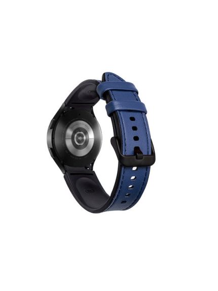 For Samsung Galaxy Watch4 Silicone + Leather Black Buckle Watch Band(Blue)