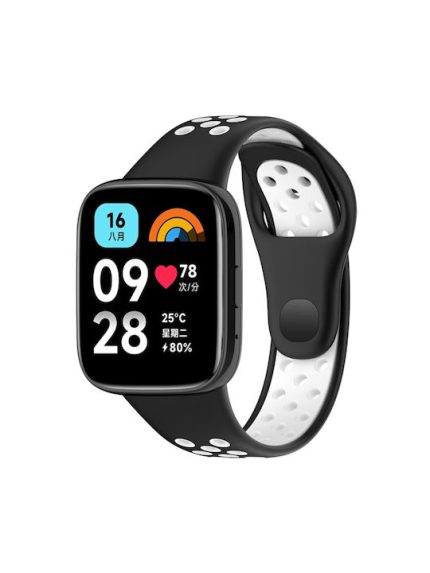 Xiaomi For Redmi Watch 3 Active Two Color Silicone Watch Band (ΑΣΠΡΟ +ΜΑΥΡΟ)