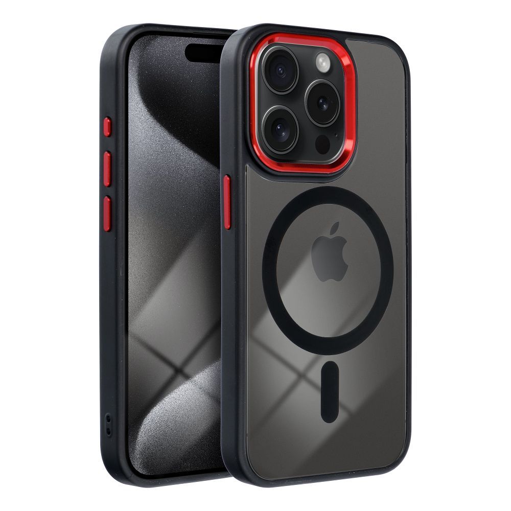 7ef119883a36e7839e2e1d2f89b9916a Color Edge Mag Cover συμβατό με MagSafe για IPHONE 15, μαύρο και κόκκινο - Image 1