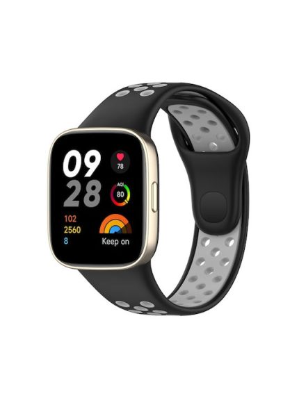 Για Redmi Watch 3   Sports λουράκι ρολογιών σιλικόνης δύο χρωμάτων (Μαύρο+Γκρι)