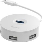 Baseus Round Box USB 3.0 Hub 4 Θυρών με σύνδεση USB-C Λευκό