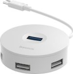 Baseus Round Box USB 3.0 Hub 4 Θυρών με σύνδεση USB-C Λευκό