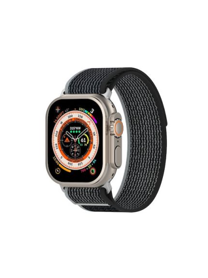 Διπλό έγχρωμο Nylon Hook and Loop Fastener Band Watch For Apple Watch Series 8&7 41mm / SE 2&6&SE&5&4 40mm / 3&2&1 38mm (Black+Grey)