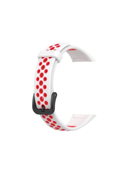 Για Huawei Band 6 / Honor Band 6 Universal δίχρωμη αναπνεύσιμη ζώνη ρολογιών σιλικόνης (Λευκό κόκκινο)