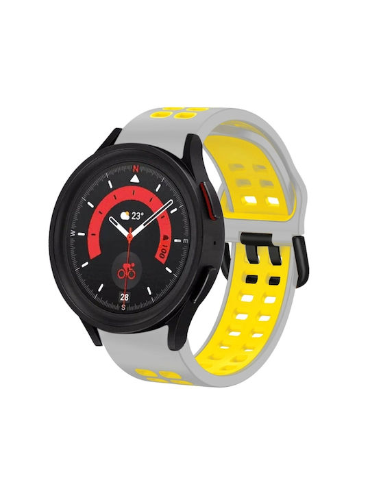 82c9f12d-288e-4dea-ac18-0d941b57b72c_0.jpg Για Samsung Galaxy Watch 5 40mm 20mm λουράκι ρολογιών σιλικόνης δύο χρωμάτων (ΚΙΤΡΙΝΟ+ΓΚΡΙ) - Image 1