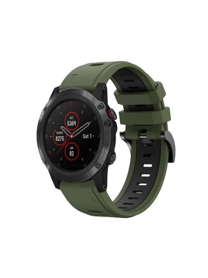 For Garmin Fenix 5X Plus 26mm Two-Color Sports Silicone Watch Band (ΠΡΑΣΙΝΟ + ΜΑΥΡΟ)