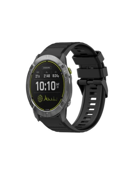 For Garmin Enduro 26mm Horizontal Texture Silicone Watch Band with Removal Tool(Black) (SYA002012404A)