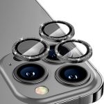 ENKAY Glitter Rear Lens Aluminium Alloy Tempered Glass Film For iPhone 14 Pro / 14 Pro Max(Black)