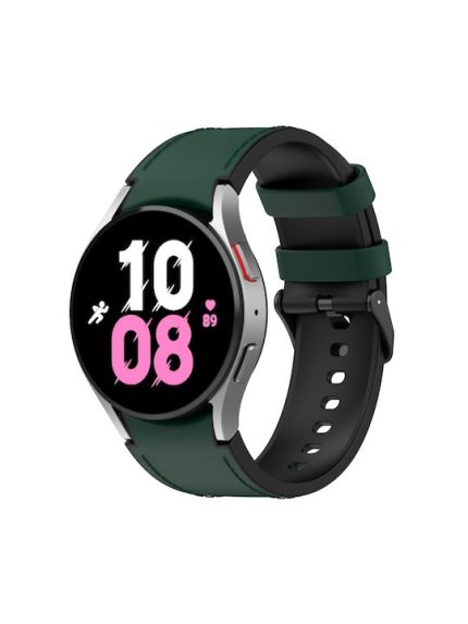 For Samsung Galaxy Watch5 44mm / 40mm Silicone Leather Black Buckle Watch Band, Size:L(Olive Green)