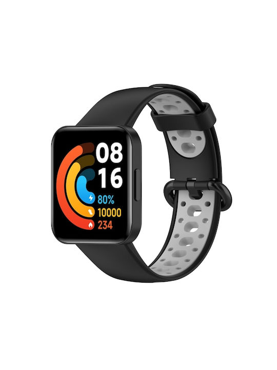 866ff8e3-9f04-4b9f-8238-8e0ab8e99163_0.jpg For Xiaomi Redmi Watch 2 Lite Ζώνη ρολογιού μεικτής σιλικόνης δύο χρωμάτων (Μαύρο+Γκρι) - Image 1