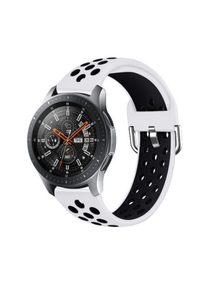 For Galaxy Watch 46 / S3 / Huawei Watch GT 1 / 2 22mm Smart Watch Silicone Double Color Watch Band, Size:L(White Black)