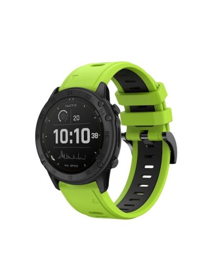 For Garmin Tactix Delta 26mm Two-Color Sports Silicone Watch Band(Lime Green + Black)