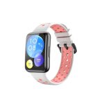 Για Huawei Watch Fit 2 Δίχρωμη διάτρητη ζώνη ρολογιών σιλικόνης (Λευκό+ροζ)