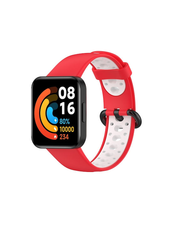 88ea1cad-929b-4166-aec6-e5a0c6c7087c_0.jpg For Xiaomi Redmi Watch 2 Lite Δίχρωμη ζώνη ρολογιών σιλικόνης (κόκκινο+λευκό) - Image 1