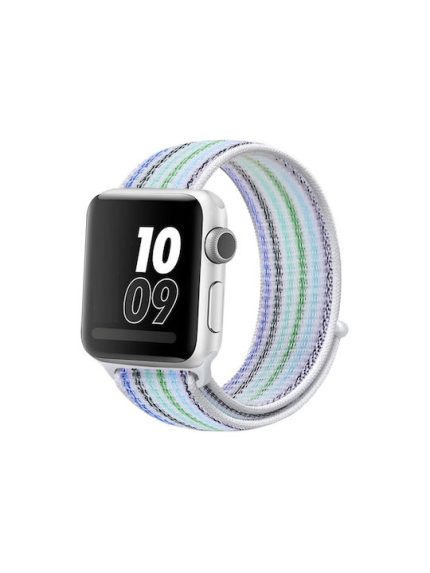 Nylon Loop Watch Band For Apple Watch Ultra 49mm / Series 8&7 45mm / SE 2&6&SE&5&4 44mm / 3&2&1 42mm (Pinstripe Blue)