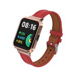 Για το Xiaomi Redmi Watch 2 Γνήσια Δερμάτινη Μεταλλική Θήκη Ενσωματωμένη ζώνη ρολογιού (κόκκινο)