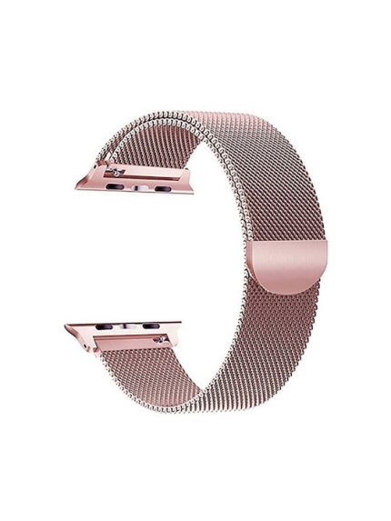 Milanese Loop Magnetic Stainless Steel Watch Band for Apple Watch Ultra 49mm / Series 8&7 45mm / SE 2&6&SE&5&4 44mm / 3&2&1 42mm(Rose Pink)