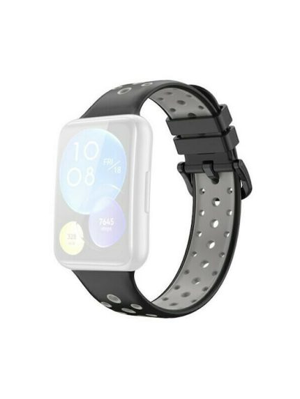 Breathable Dual Color Λουράκι Σιλικόνης Black / Grey (Huawei Watch Fit 2)