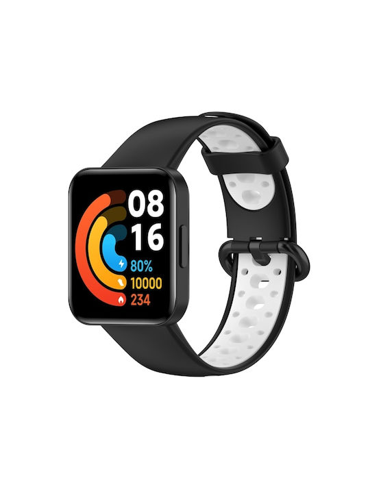 8bbbf7ff-afbe-456c-812b-e93b43a89c9e_0.jpg For Xiaomi Redmi Watch 2 Lite Δίχρωμη ζώνη ρολογιών σιλικόνης (μαύρο+λευκό) - Image 1