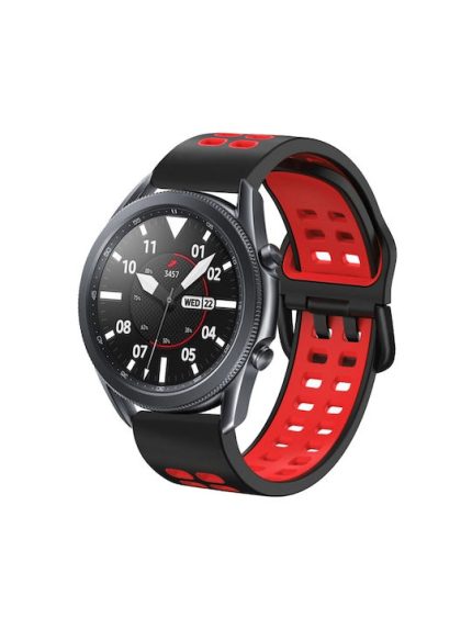 Dual Color Λουράκι Σιλικόνης Black / Red (Galaxy Watch (46mm) / Gear S3Amazfit GTR 47mmHuawei Watch GT / GT2 (46mm))